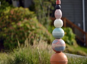 Float'em Totem, marine debris assemblage, part of the Tofino Float'em Garden by Pete Clarkson